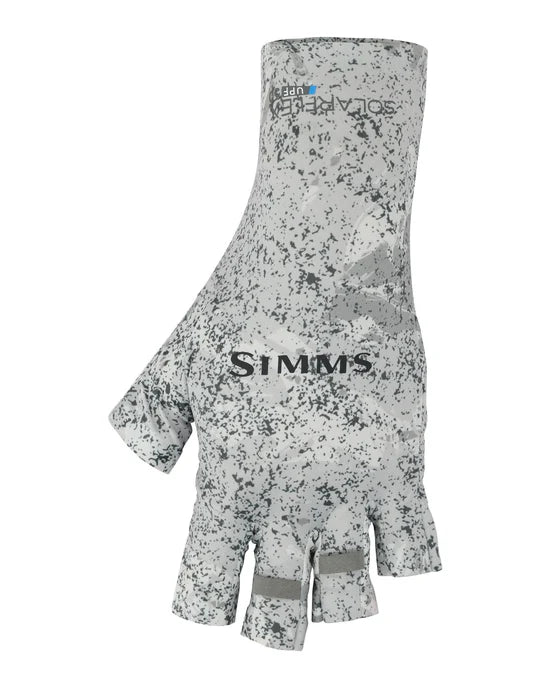 Simms SolarFlex Half-Finger Sun Gloves - Back Eddy White