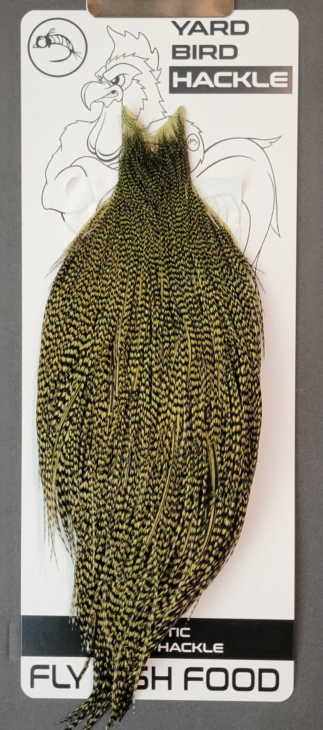 Flash Sale Hackle 139 - Yard Bird Cape - Grizzly Dyed Olive (sizes 8-22)