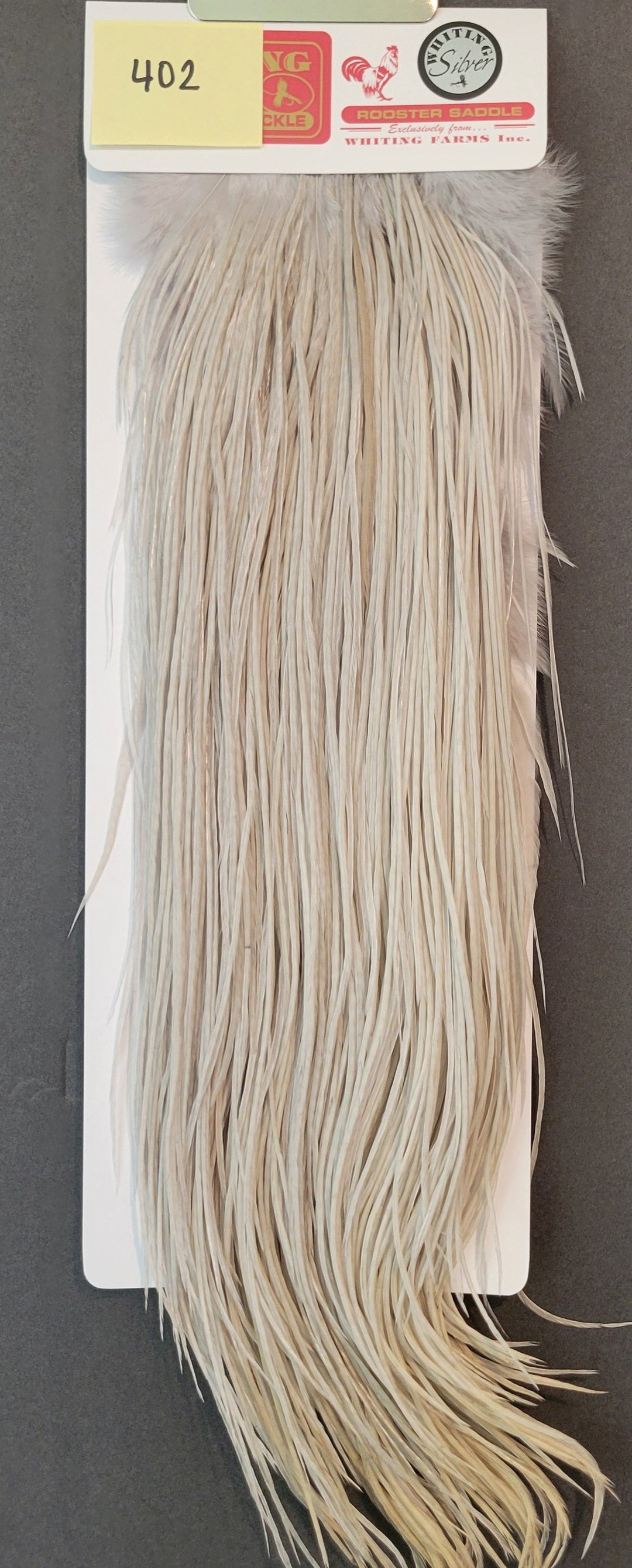 Flash Sale Hackle 402 - Whiting Saddle Silver - White Dyed Light Dun (size 12-16)