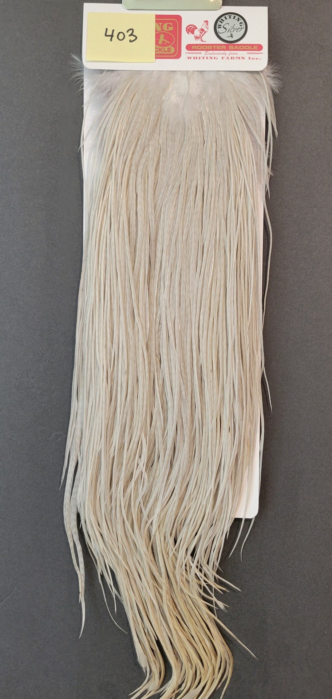 Flash Sale Hackle 403 - Whiting Saddle Silver - White Dyed Light Dun (size 14-16)