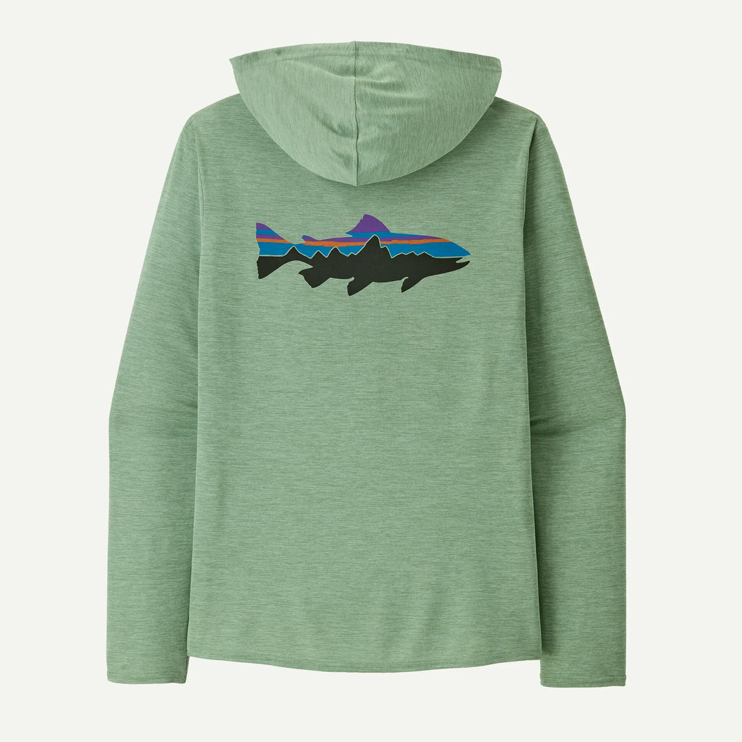 Patagonia M's Capilene Cool Daily Graphic Hoody - Fitz Roy Trout: Ellwood Green X-Dye