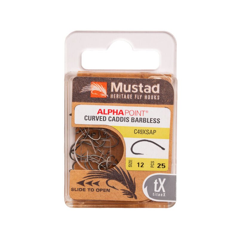animal fishing hooks Mustad Heritage C49XSAP Barbless Curved Caddis Fly Hook 10