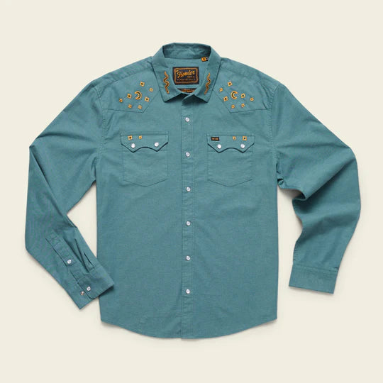 Howler Bros - Crosscut Deluxe Snapshirt - Teal Oxford: Noche De paz