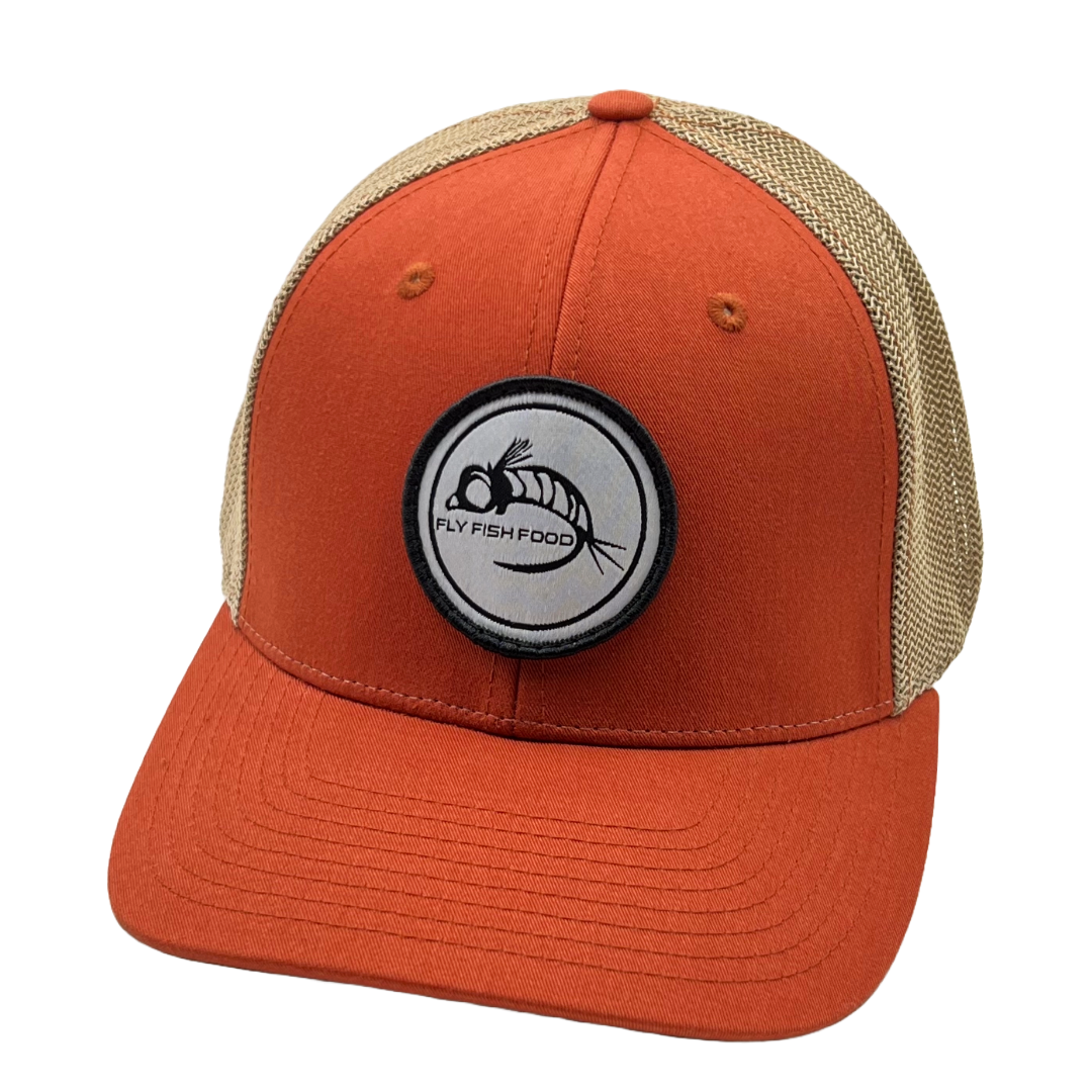 Fly Fish Food Black Logo Hat - Orange Khaki