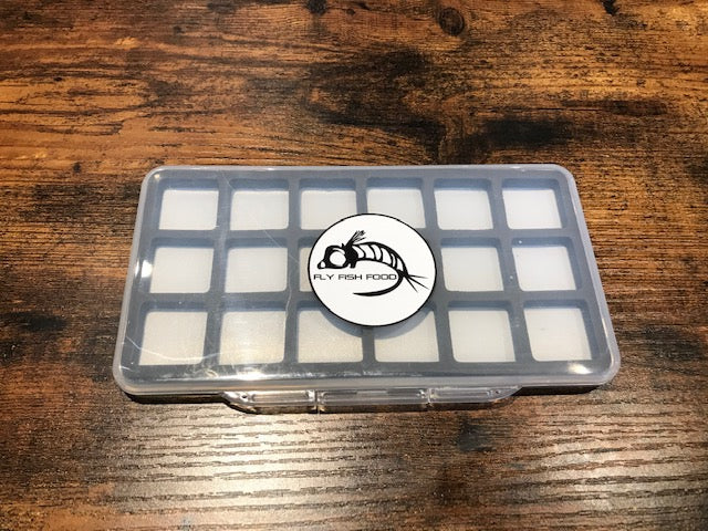 Fly Fish Food Logo Fly Box, Super Slim 18 Magnetic Compartments - Larg