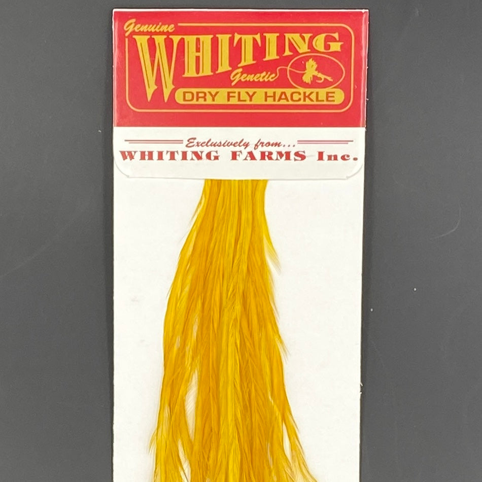 Whiting 100 Pack Dry Fly Hackle - White dyed Copper Olive - 12
