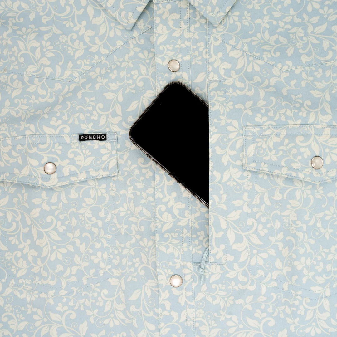 Poncho - The Pinos Altos - Blue Western Flower Print