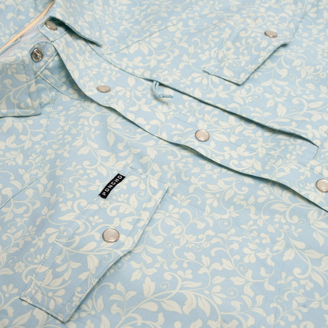 Poncho - The Pinos Altos - Blue Western Flower Print