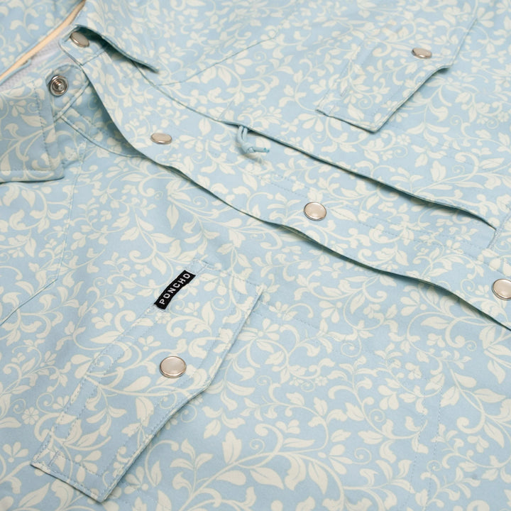 Poncho - The Pinos Altos - Blue Western Flower Print