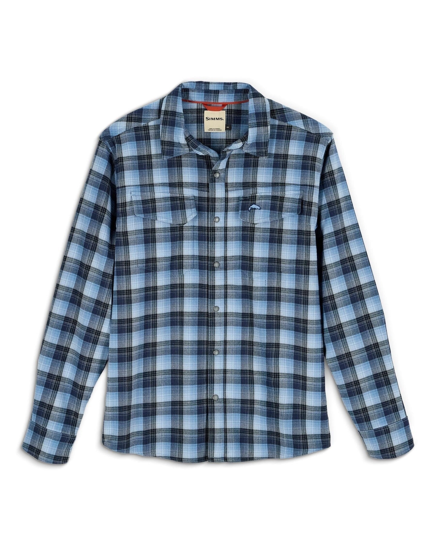 Simms - M's Gallatin Flannel Fishing Shirt - Kennebec Plaid: Steel Blue - Apparel - Fly Fish Food