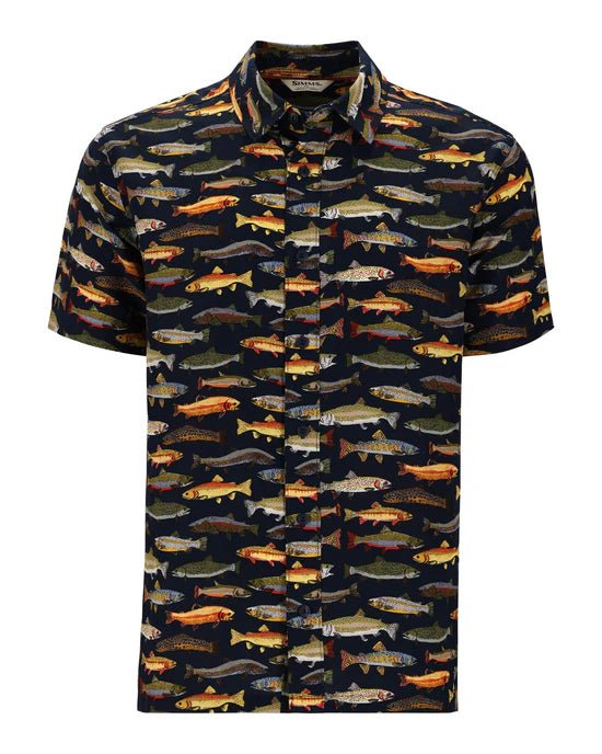 Simms Men's Tailout SS Shirt - Natural - Trout Parade - Apparel - Fly Fish Food