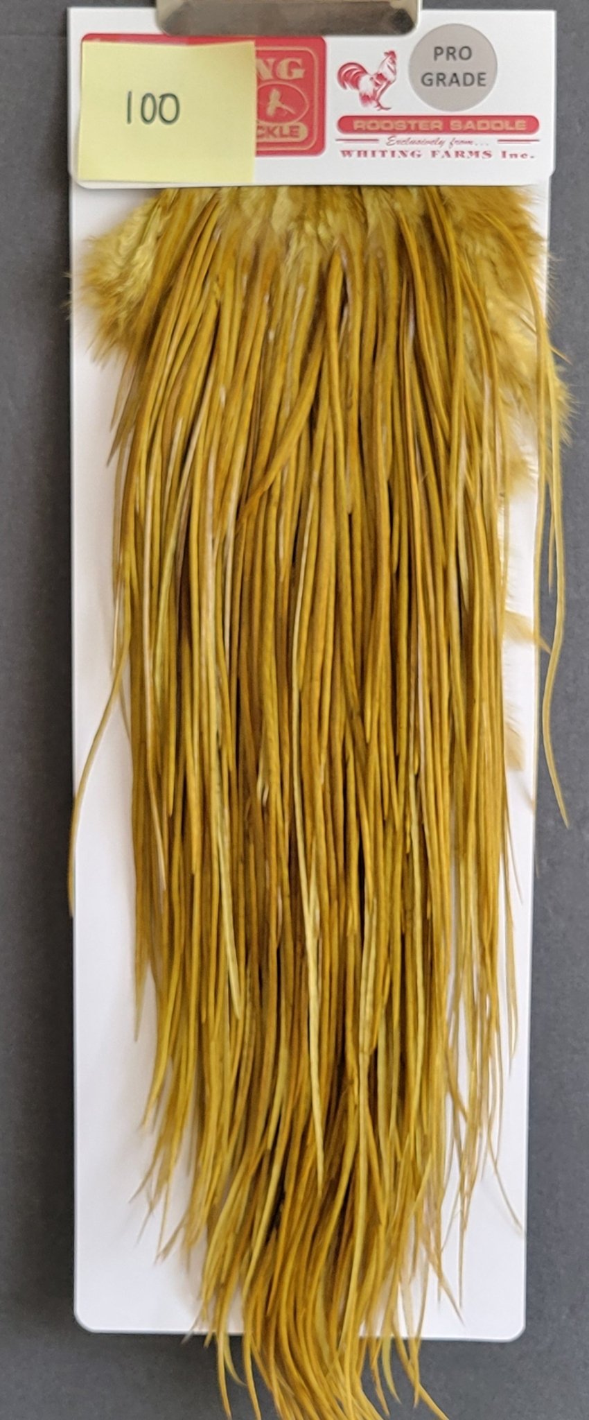 Flash Sale Hackle 100 - Whiting Saddle Pro - White Dyed Golden Olive (size 16 - 18) - Hackle - Fly Fish Food