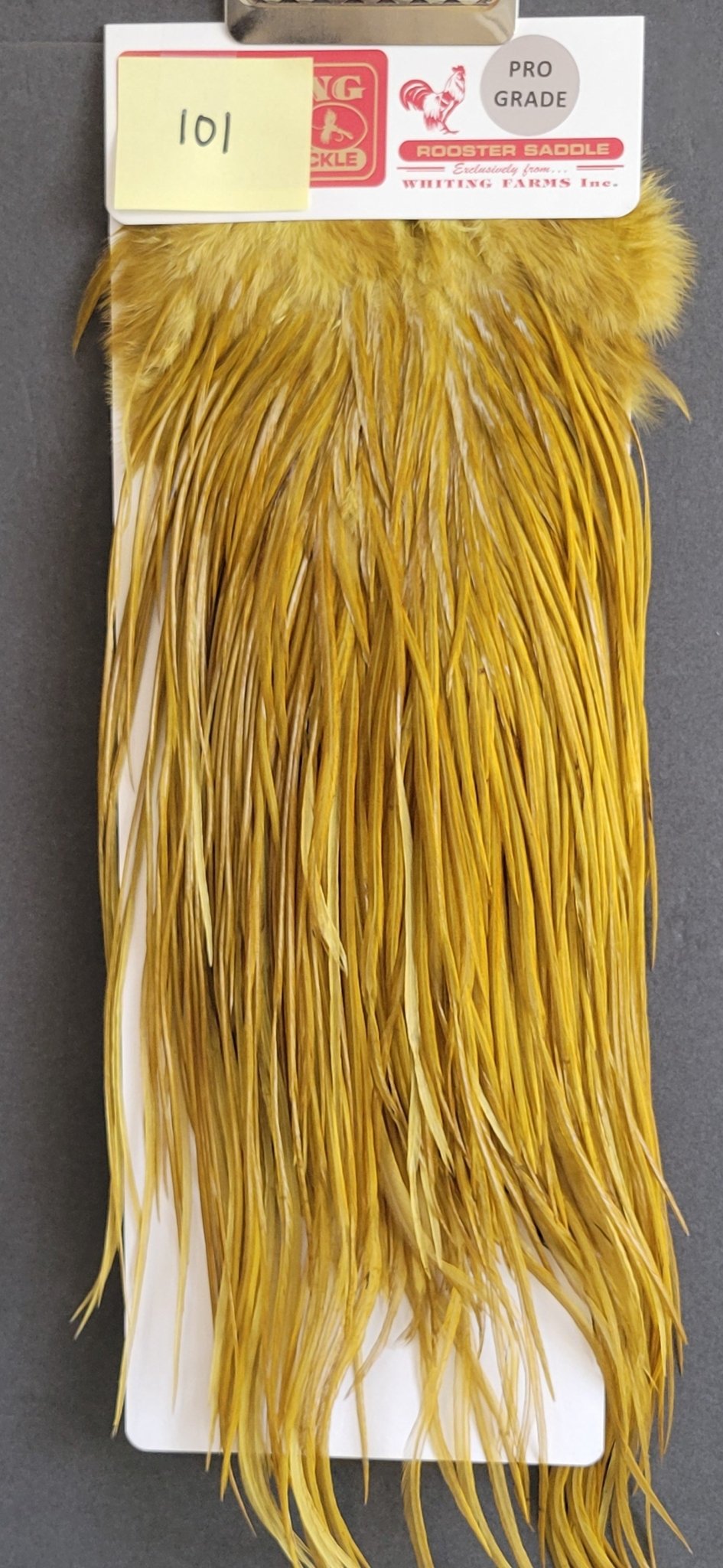 Flash Sale Hackle 101 - Whiting Saddle Pro - White Dyed Golden Olive (size 14 - 16) - Hackle - Fly Fish Food