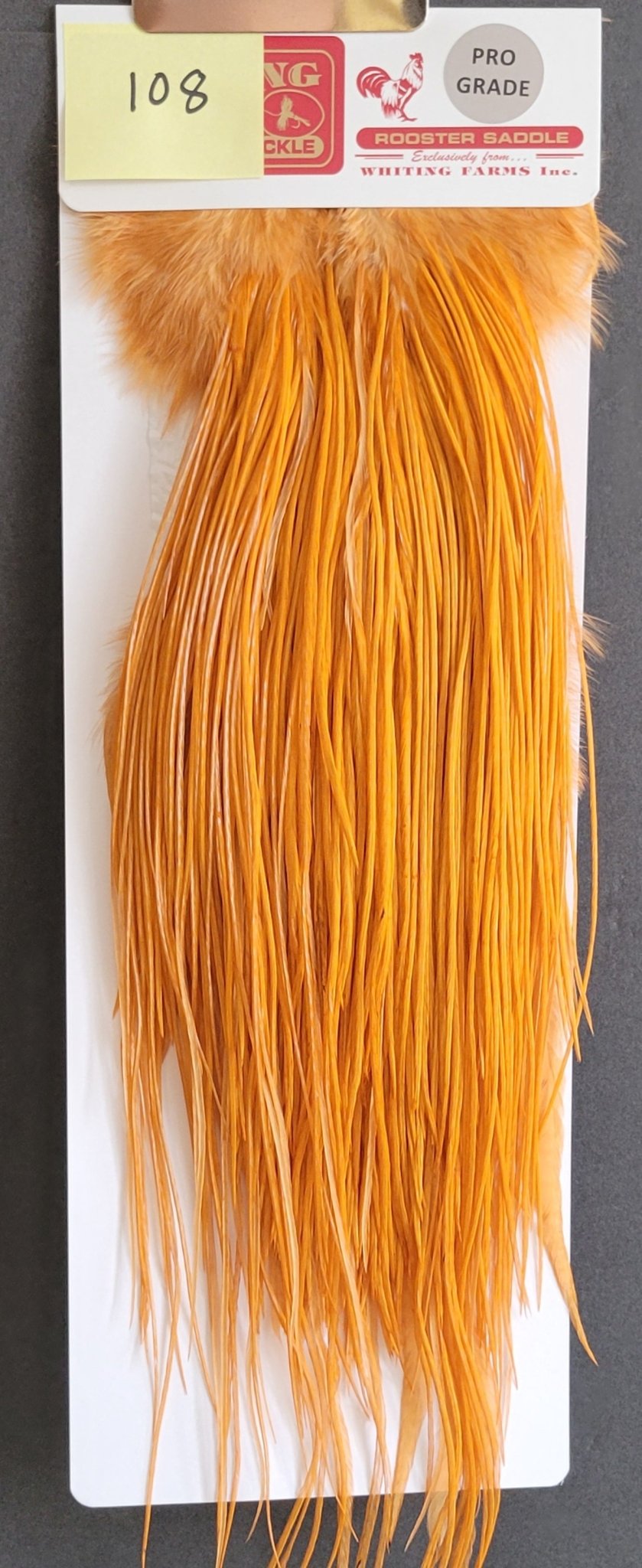 Flash Sale Hackle 108 - Whiting Saddle Pro - White Dyed Golden Brown (size 14 - 18) - Hackle - Fly Fish Food