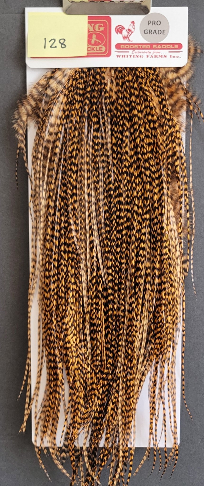 Flash Sale Hackle 128 - Whiting Saddle Pro - Grizzly Dyed Golden Brown (size 16 - 18) - Hackle - Fly Fish Food