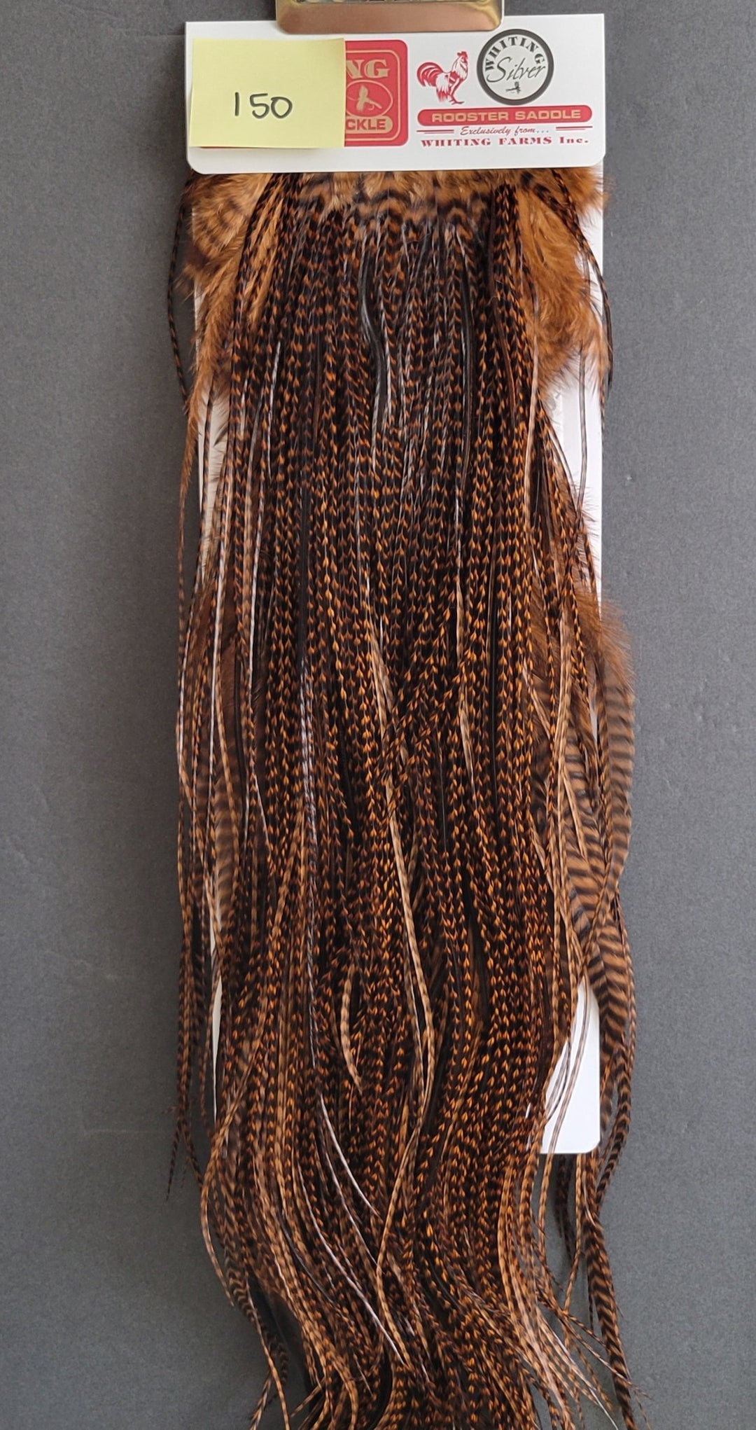 Flash Sale Hackle 150 - Whiting Saddle Silver - Grizzly Dyed Brown (size 14 - 16) - Hackle - Fly Fish Food