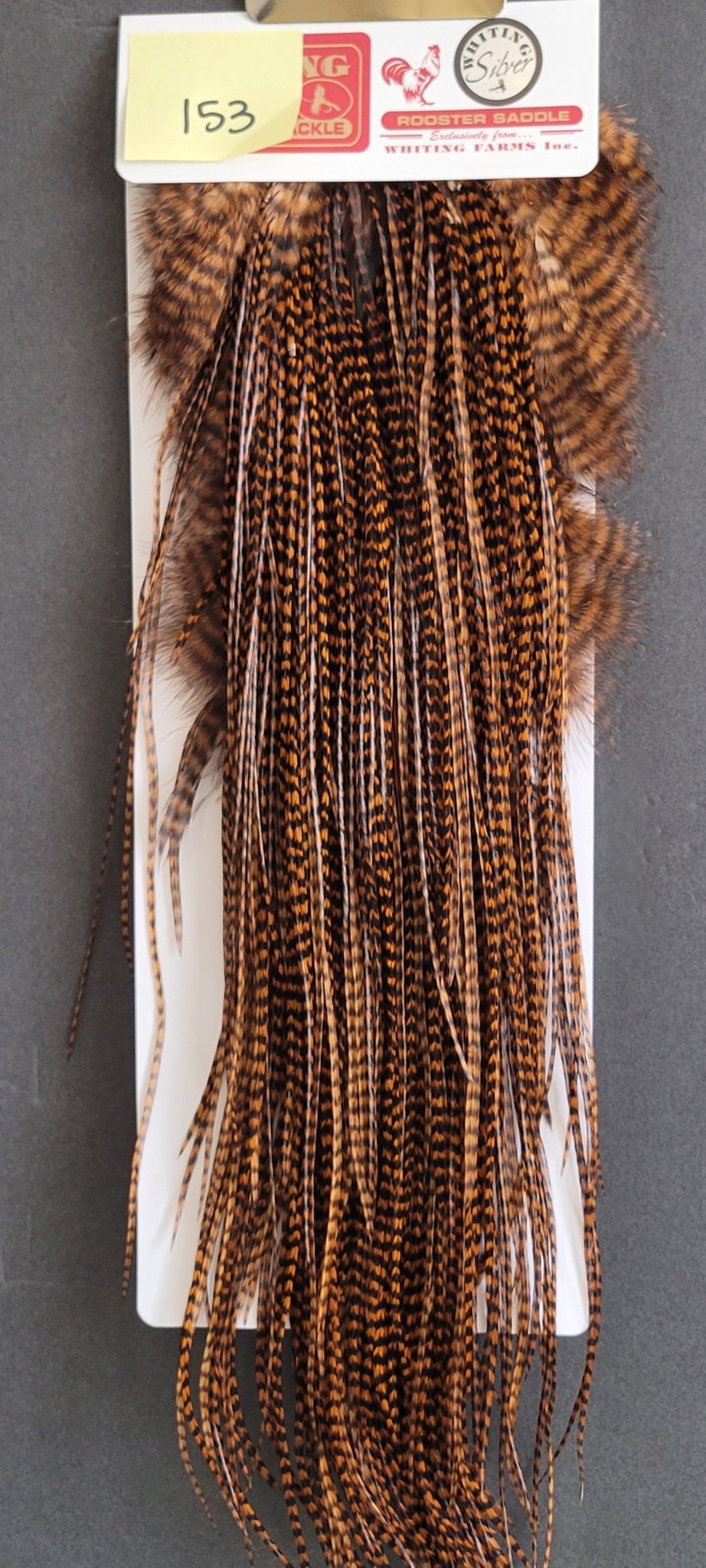 Flash Sale Hackle 153 - Whiting Saddle Silver - Grizzly Dyed Brown (size 14 - 16) - Hackle - Fly Fish Food