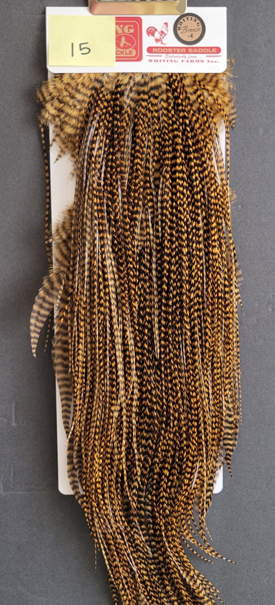 Flash Sale Hackle 15 - Whiting Saddle Bronze - Grizzly Dyed March Brown (size 16 - 18) - Hackle - Fly Fish Food