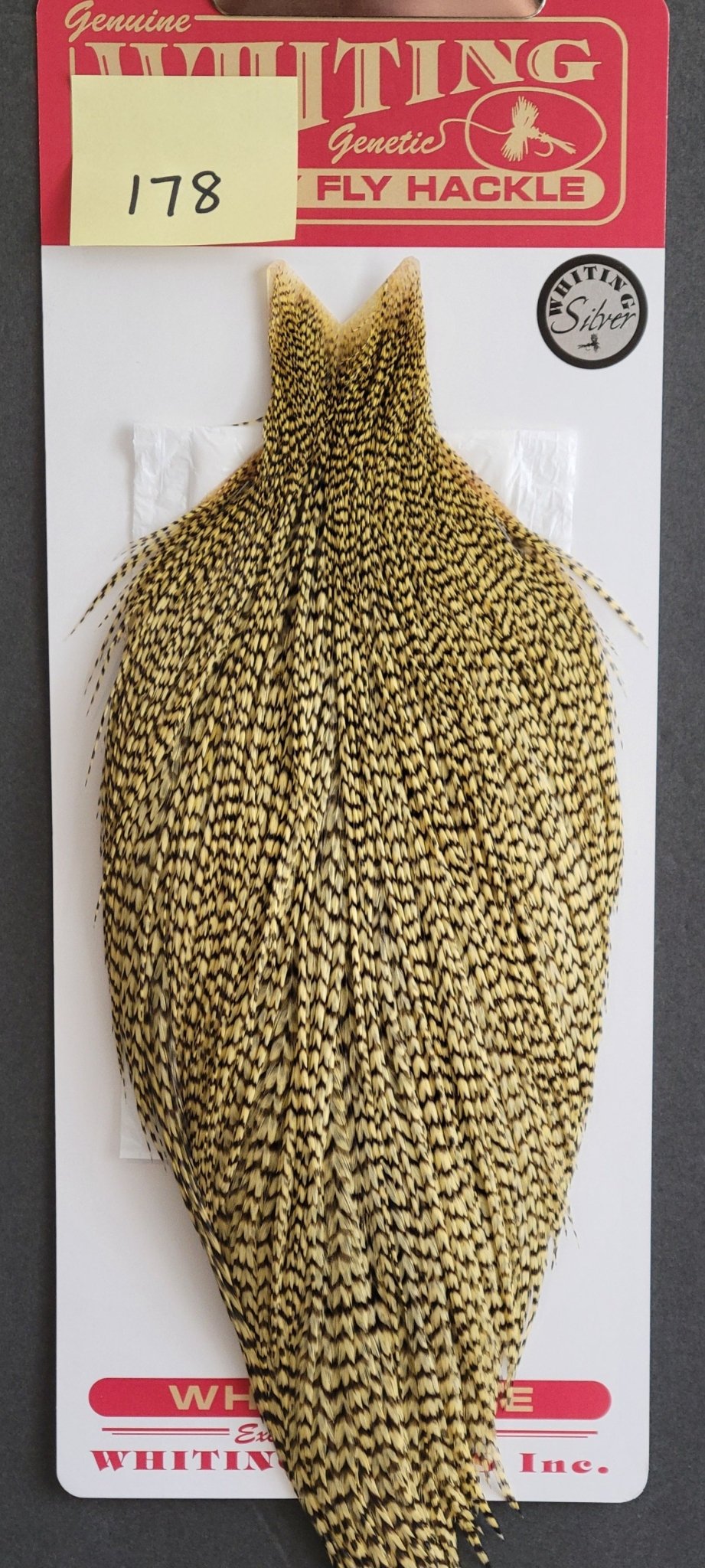 Flash Sale Hackle 178 - Whiting Cape Silver - Grizzly Dyed Pale Yellow (sizes 8 - 22) - Hackle - Fly Fish Food