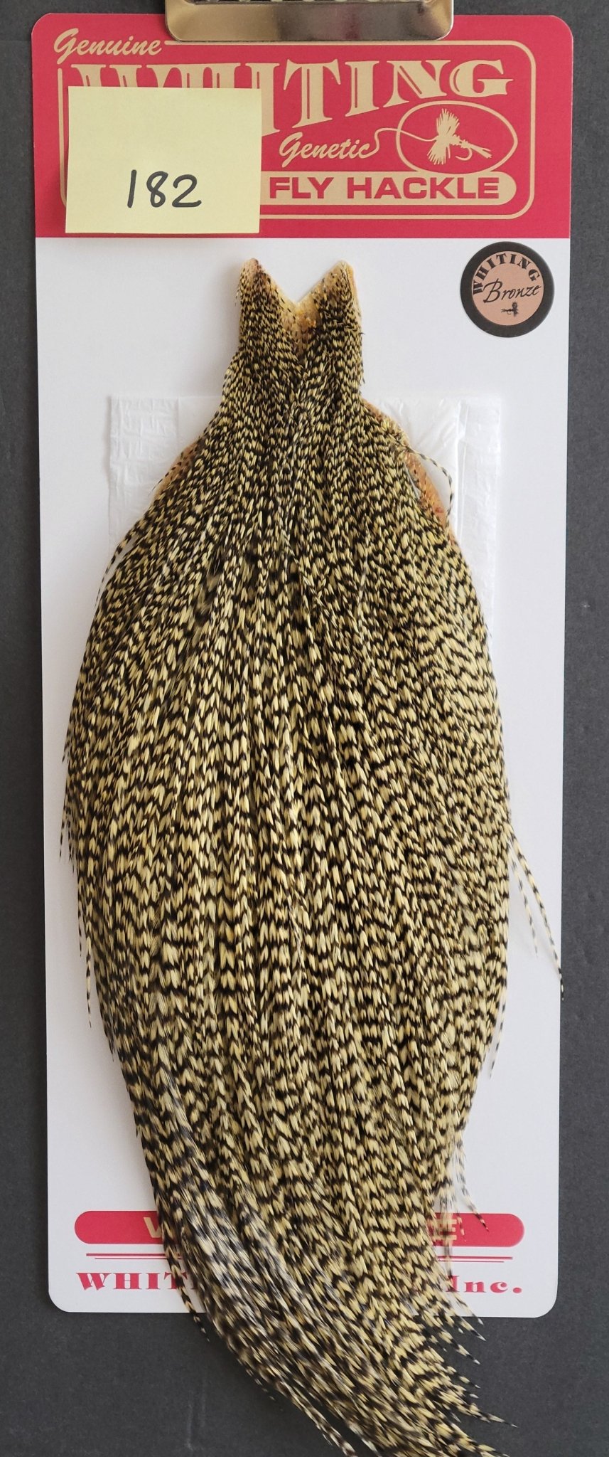 Flash Sale Hackle 182 - Whiting Cape Bronze - Grizzly Dyed Pale Yellow (sizes 8 - 22) - Hackle - Fly Fish Food