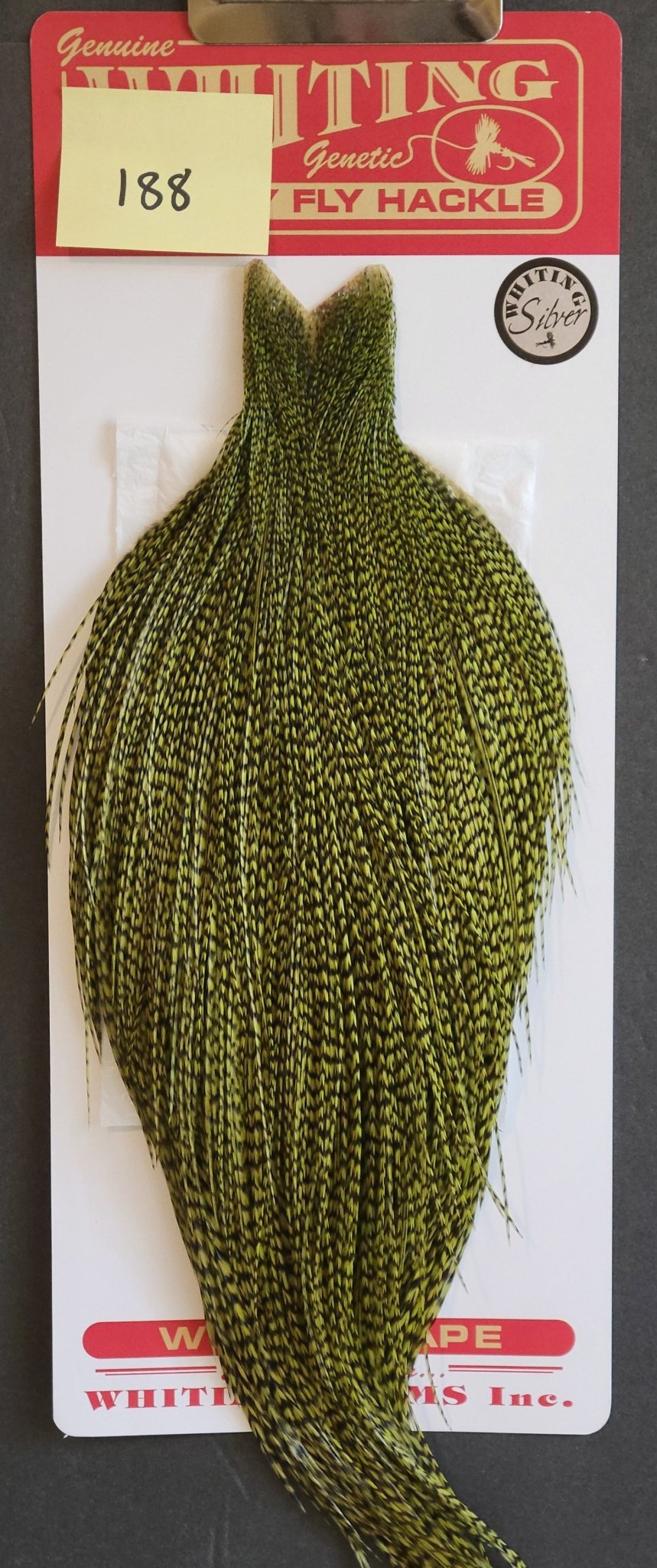 Flash Sale Hackle 188 - Whiting Cape Silver - Grizzly Dyed Olive (sizes 8 - 22) - Hackle - Fly Fish Food