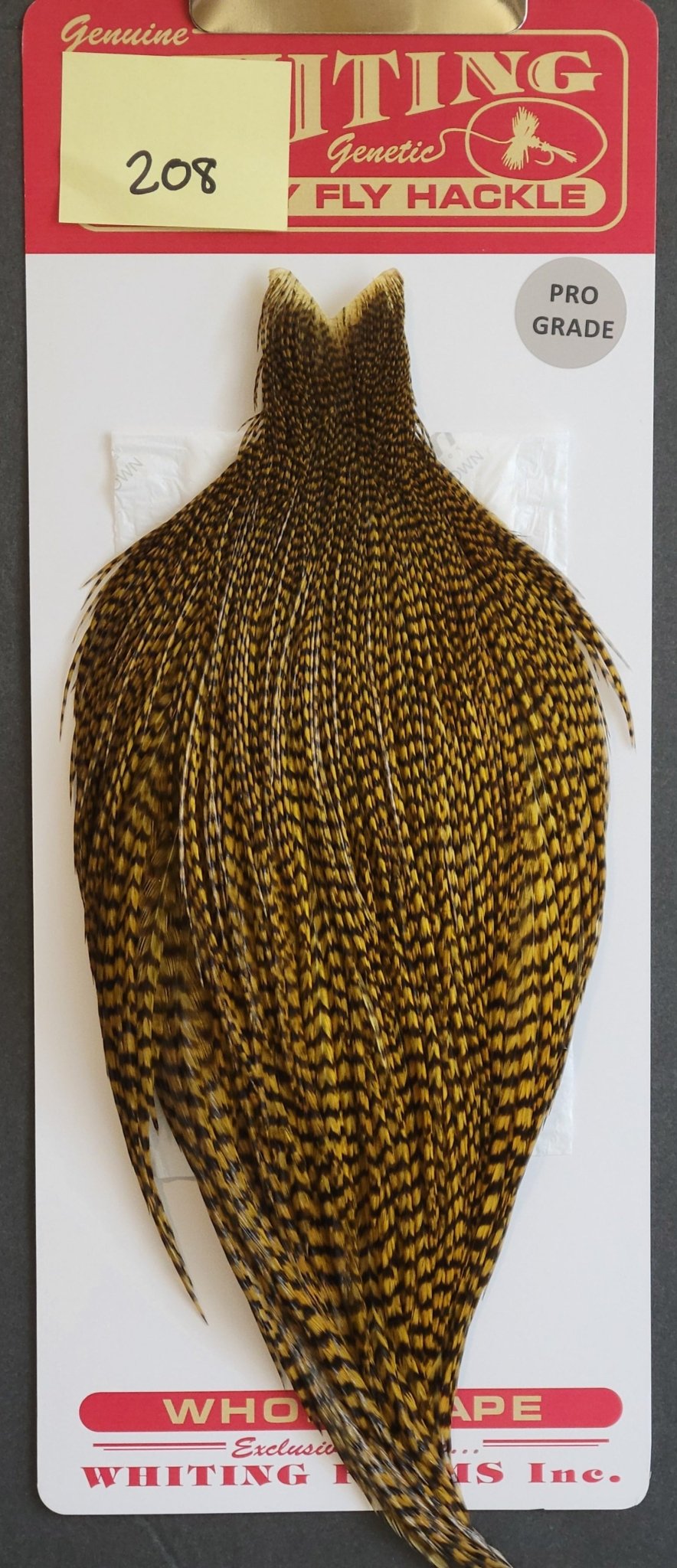 Flash Sale Hackle 208 - Whiting Cape Pro - Grizzly Dyed Golden Olive (sizes 8 - 22) - Hackle - Fly Fish Food