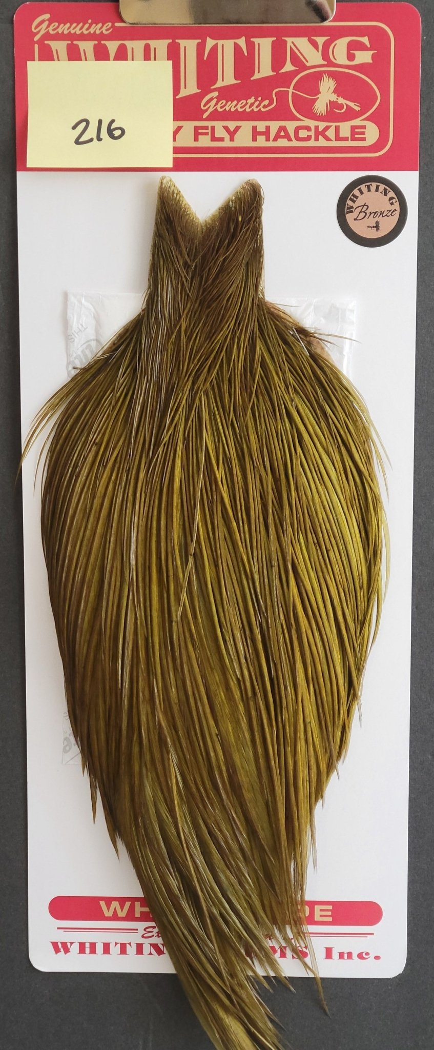 Flash Sale Hackle 216 - Whiting Cape Bronze - White Dyed Dark Olive (sizes 8 - 22) - Hackle - Fly Fish Food