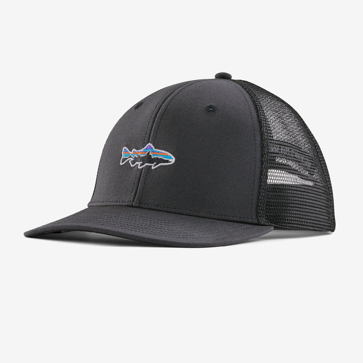 Patagonia Fly Fish Food Stand Up Trout Trucker Hat - Ink Black