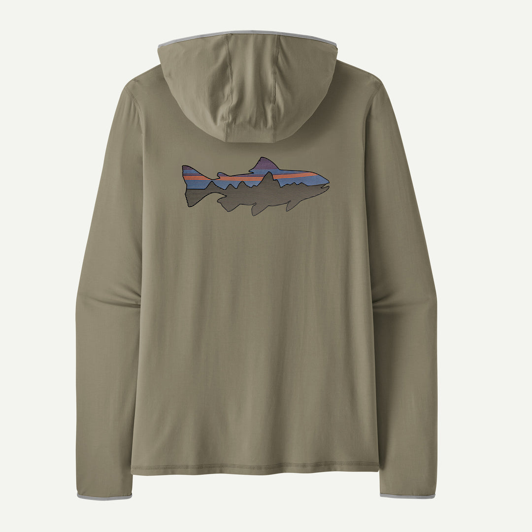 Patagonia - Men's Tropic Comfort Natural Graphic Sun Hoody - Fitz Roy Trout: River Rock Green