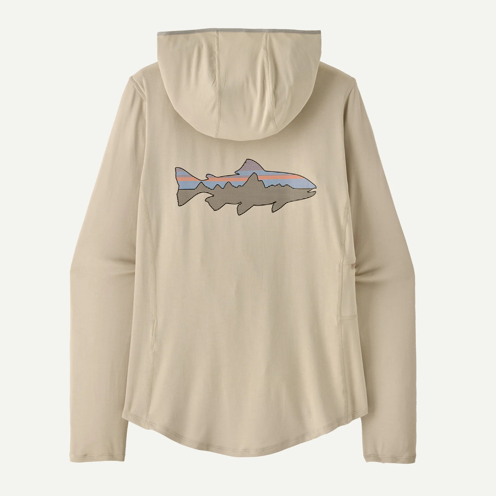 Patagonia - W's Tropic Comfort Natural Graphic Sun Hoody - Fitz Roy Trout: Pumice - Apparel - Fly Fish Food