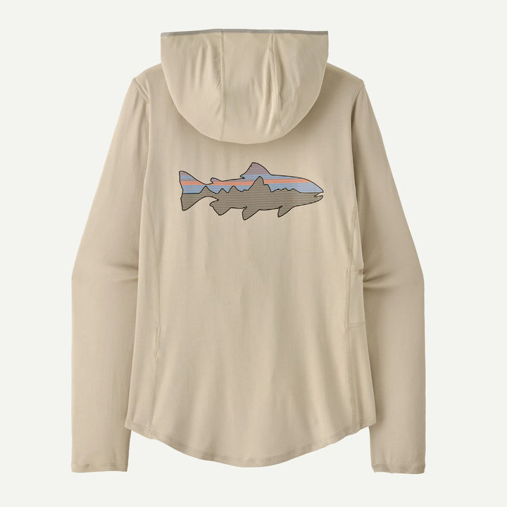 Patagonia - W's Tropic Comfort Natural Graphic Sun Hoody - Fitz Roy Trout: Pumice - Apparel - Fly Fish Food