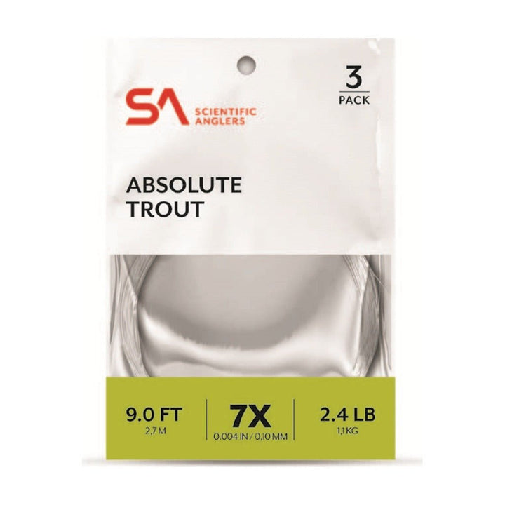 Scientific Anglers Absolute Trout Tapered Leader - 3 Pack - Tippet, Leader & Accessories - Fly Fish Food