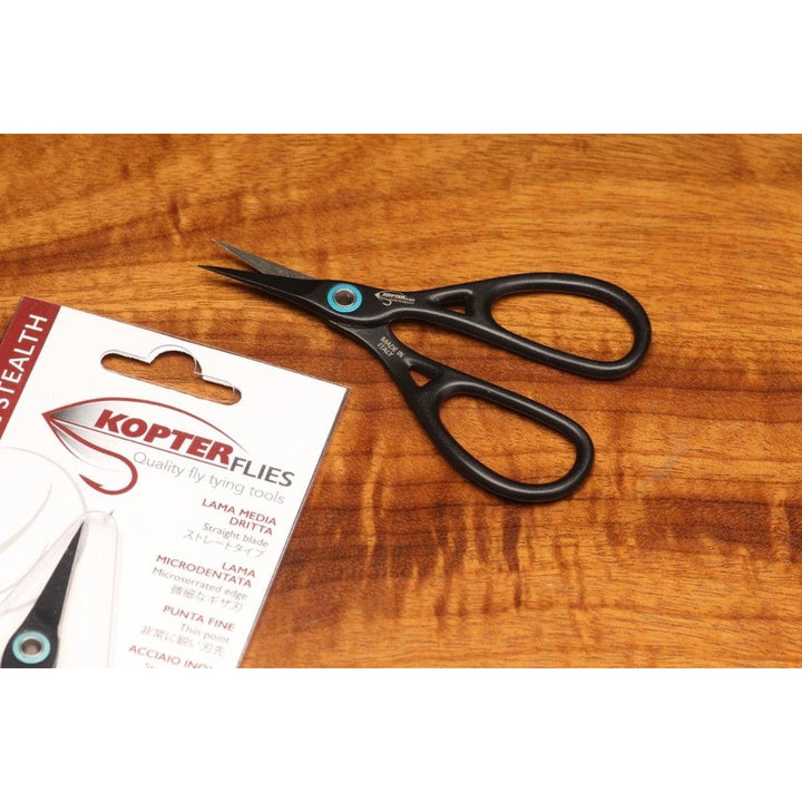 Kopter Absolute Stealth Straight Blade Micro Serrated Scissor - Tools & Vises - Fly Fish Food