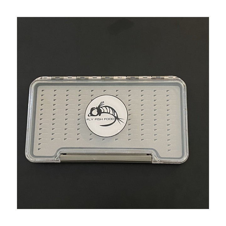 FLY FISH FOOD LOGO FLY BOX, CLEAR SINGLE SIDED - LARGE WITH EASY GRIP FOAM - Fly Boxes - Fly Fish Food