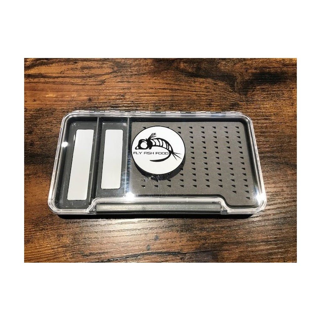 Fly Fish Food Logo Fly Box, Clear Single Sided with 2 Magnetic Compartments - Large - Fly Boxes - Fly Fish Food