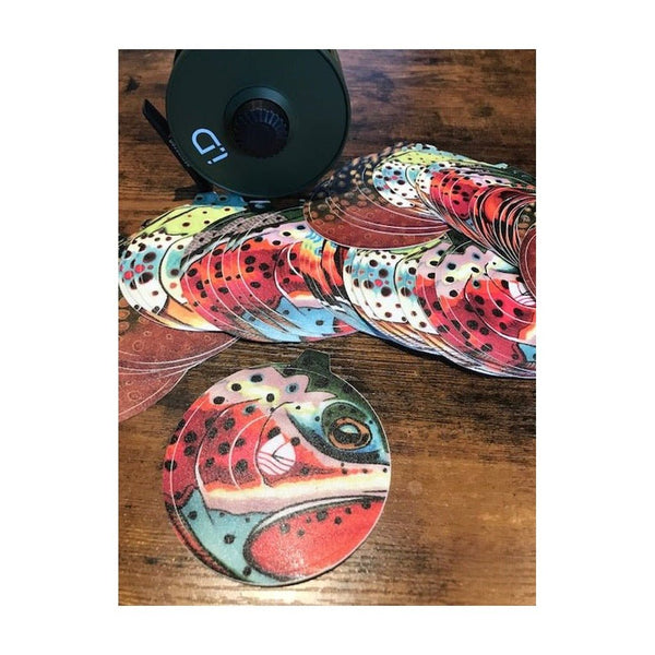 custom painted fly reels Redington I.D. Reel edge manufacturing techniques Ross Color:Silver Fleck/Blue Back/Black Spots/Chartreuse Belly Editable Fishing Business Card, Sea-run Cutthroat