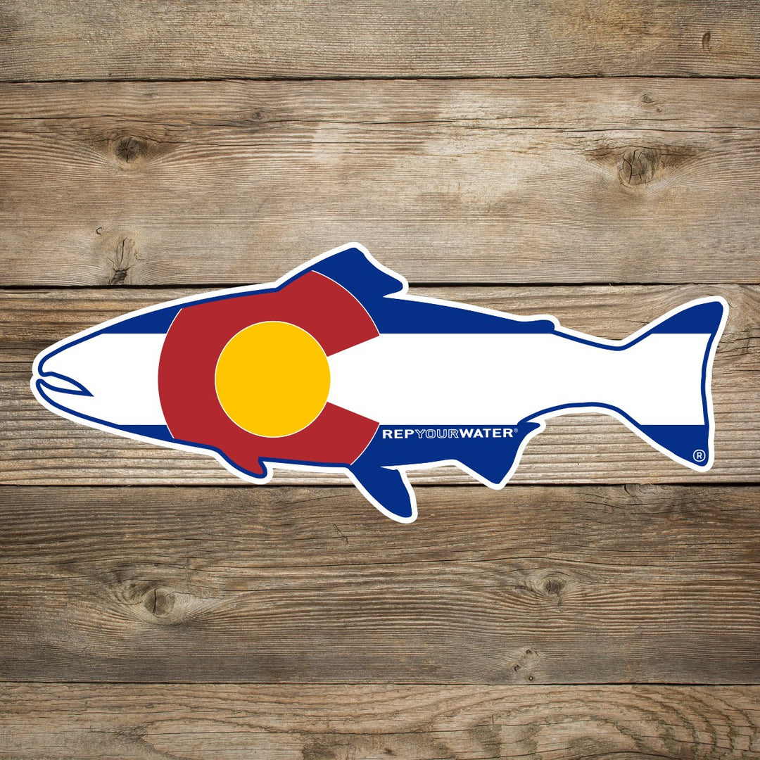 RepYourWater Sticker, Colorado Flag Trout
