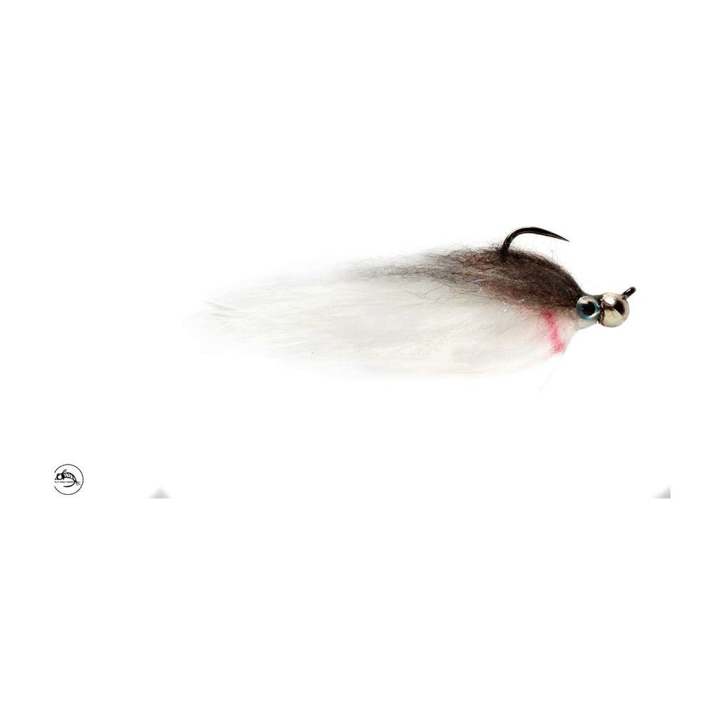 Jiggy Fat Minnow Brown & White Barbless - Flies - Fly Fish Food
