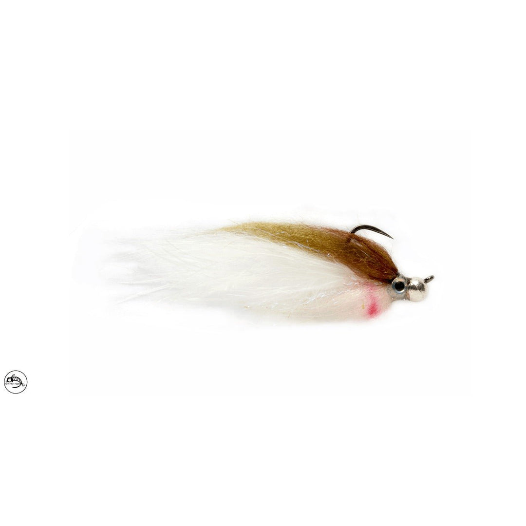 Jiggy Fat Minnow Olive & White Barbless - Flies - Fly Fish Food