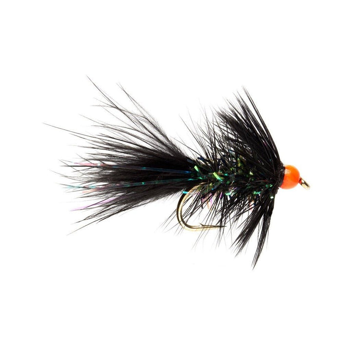 Mini Shimmer Bugger - Black & Orange Bead - Flies - Fly Fish Food