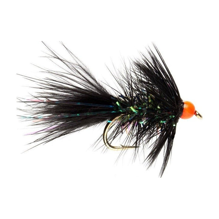 Mini Shimmer Bugger - Black & Orange Bead - Flies - Fly Fish Food