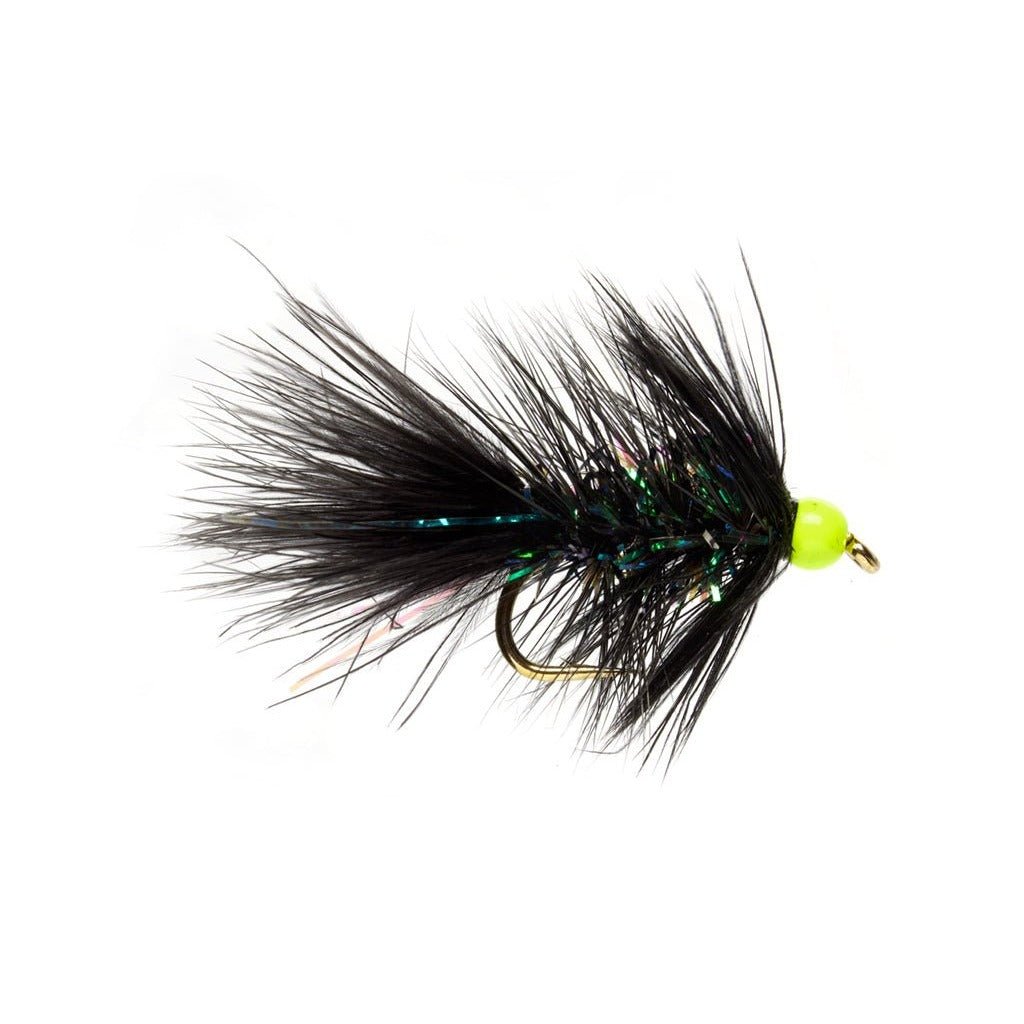 Mini Shimmer Bugger - Black & Chartreuse Bead - Flies - Fly Fish Food