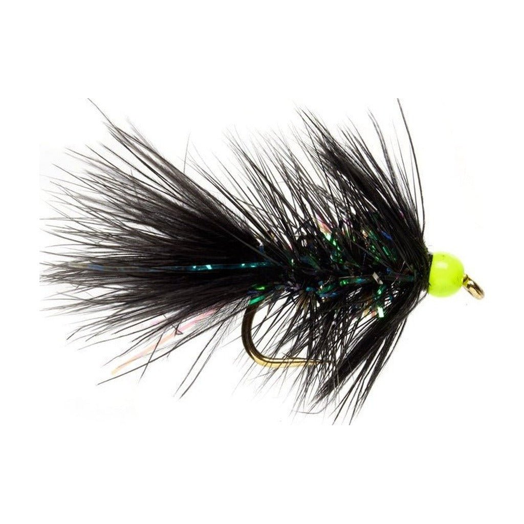 Mini Shimmer Bugger - Black & Chartreuse Bead - Flies - Fly Fish Food
