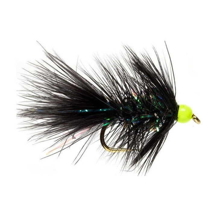 Mini Shimmer Bugger - Black & Chartreuse Bead - Flies - Fly Fish Food