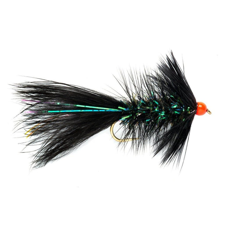 Shimmer Bugger - Black & Orange Bead - Flies - Fly Fish Food