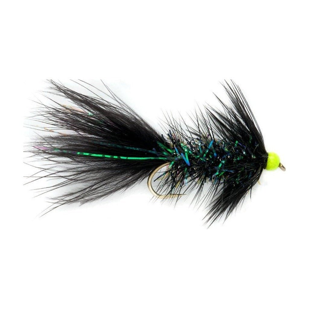 Shimmer Bugger - Black & Chartreuse Bead - Flies - Fly Fish Food