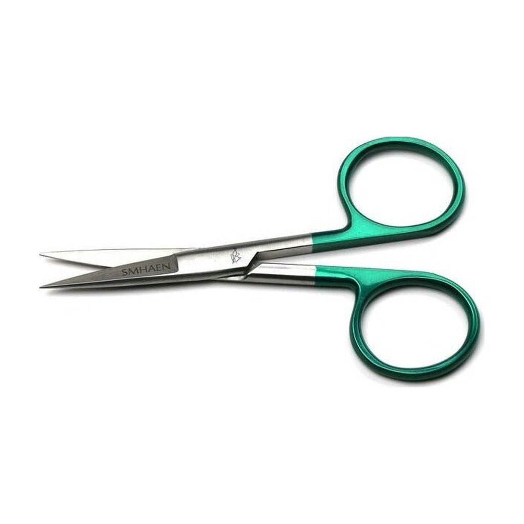 Smhaen Tungsten Carbide 4.5" Green Large Straight Scissors - Tying Tools - Fly Fish Food