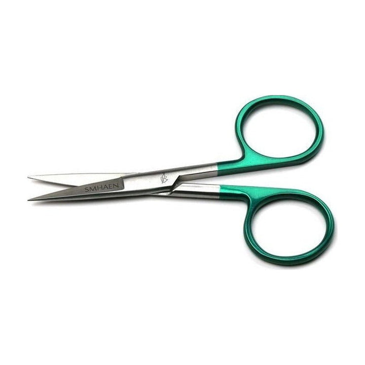 Smhaen Tungsten Carbide 4.5" Green Large Straight Scissors - Tying Tools - Fly Fish Food