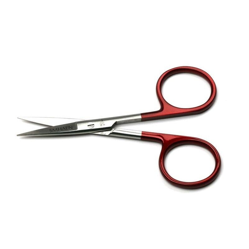 Smhaen Tungsten Carbide 4.5" Red Regular Straight Scissors - Tying Tools - Fly Fish Food