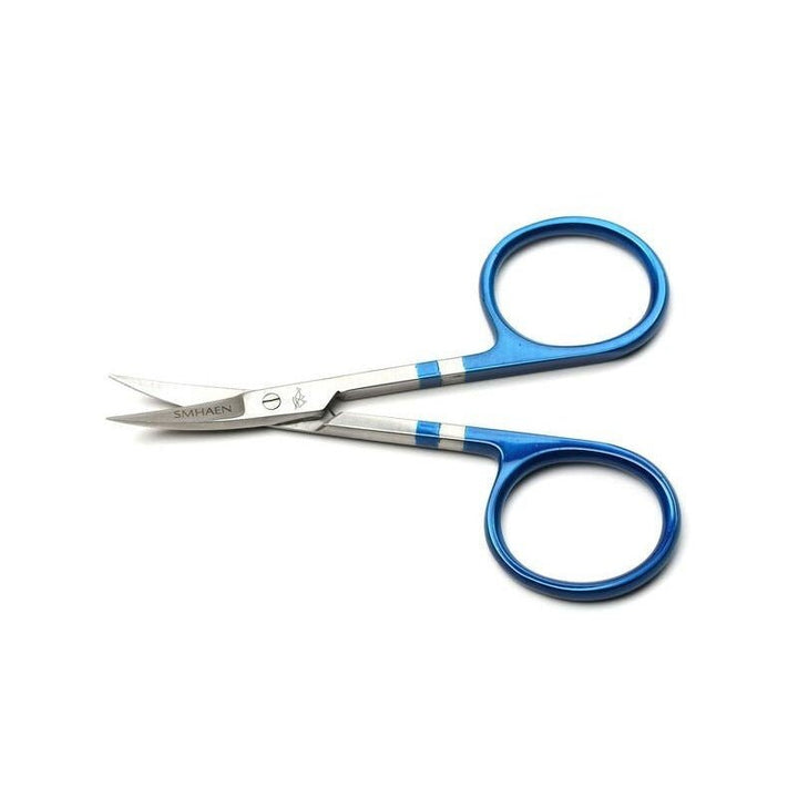 Smhaen Tungsten Carbide 4" Blue Midge Curved Scissors - Tying Tools - Fly Fish Food